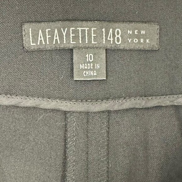 Lafayette 148 Black Lightweight Stretch Wool Wide Leg Trousers Size 10 Office - Picture 5 of 6